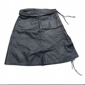 The leather ranch size small Black Leather A-Line Wrap Skirt